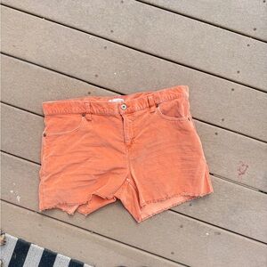 Carve Designs Coral Orange Raw-Hem Denim Shorts